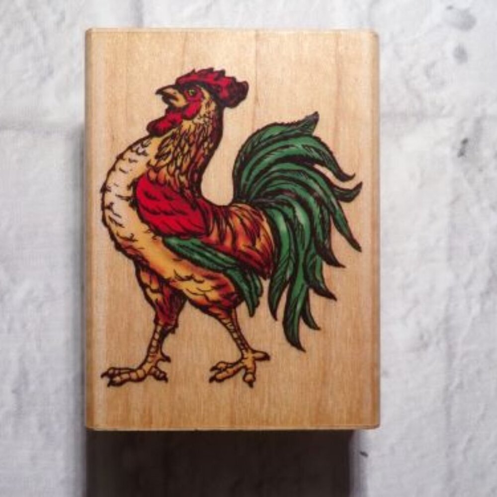 Inkadinkado Rooster Rubber Stamp 2" x 2-1/2" Country Farm Crafts Cardmaking